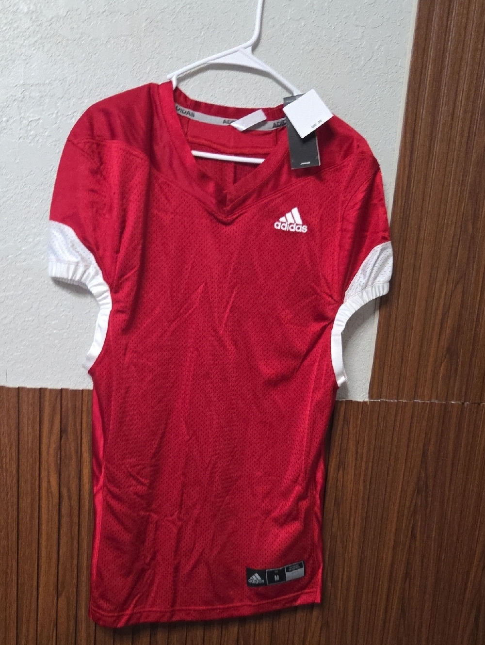 Adidas Scarlet Athletic Top with White Trim Medium Sz [1167]